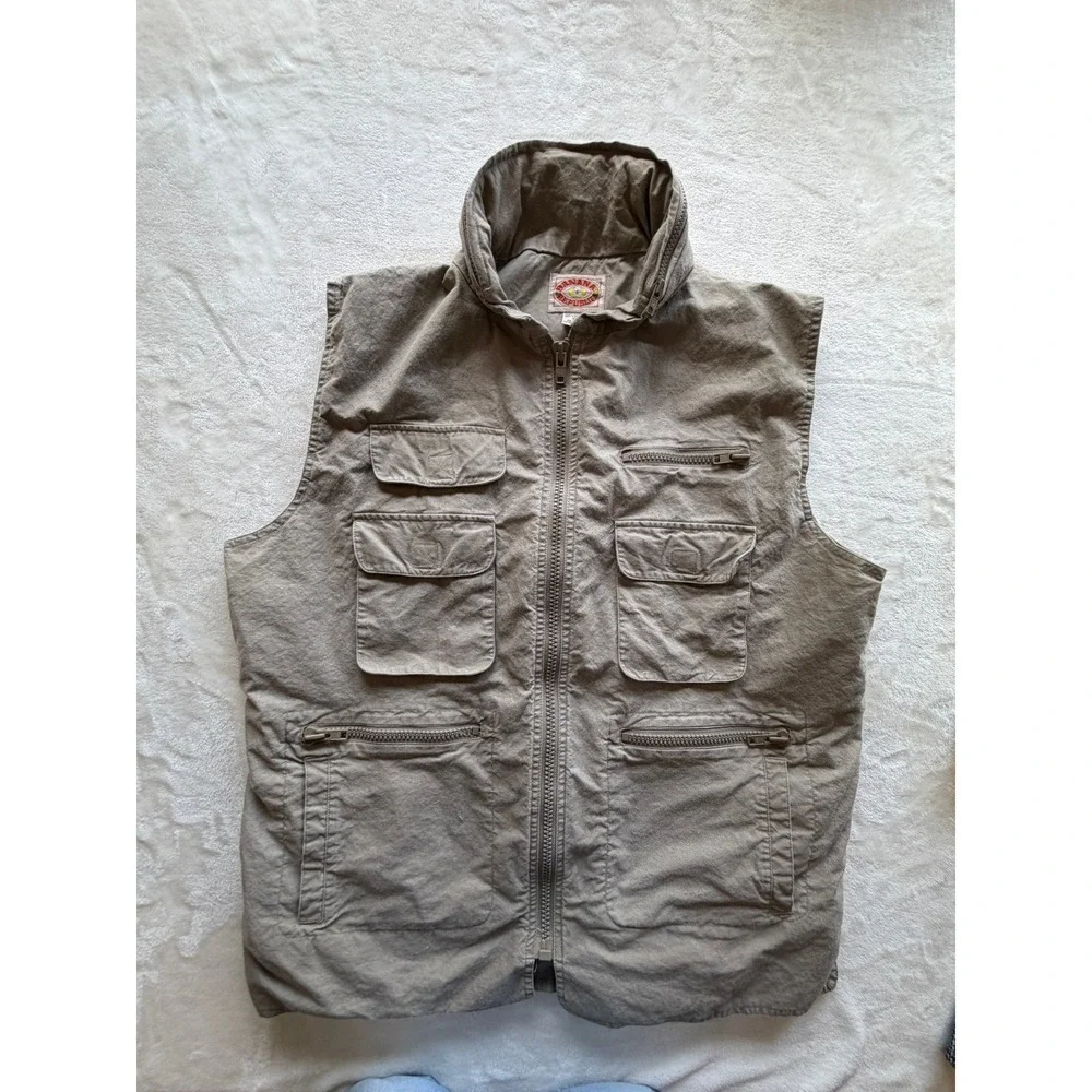 Banana Republic Khaki Vintage 80s Safari Photojournalist Vest Mens XL Excellent